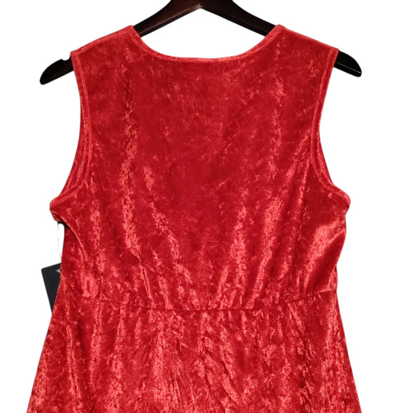 Espresso Womens Red Velour Dress Size Large Sleeveless V-Neck Mermaid Valentines - Picture 5 of 12